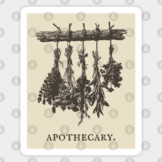 Vintage Hanging Herbs Apothecary Illustration Magnet by TuncGK
